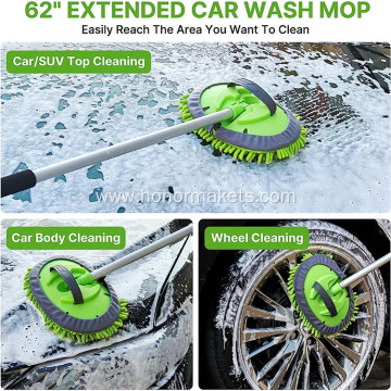 62" Car Wash Brush mop with Long Handle Car Cleaning Kit with microfiber Soft Car Wash Mop Sponge Windshield Window Squeegee